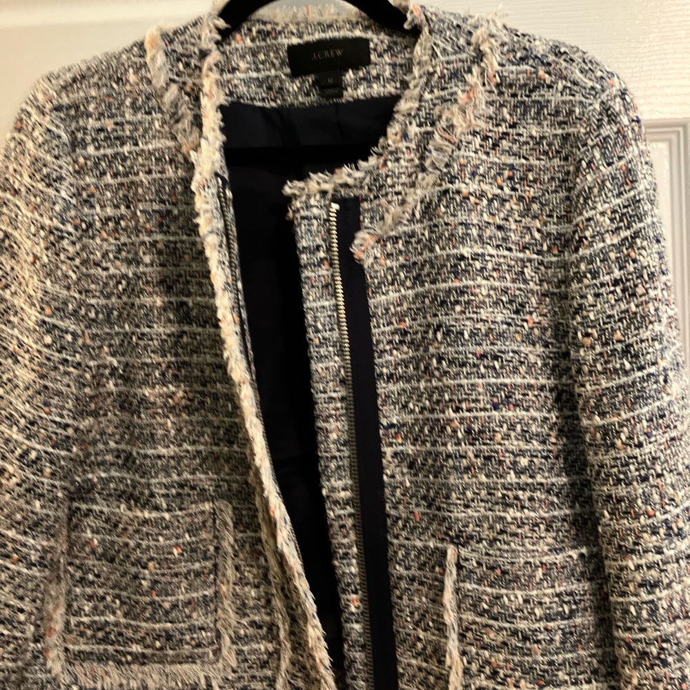 J CREW metallic tweed blazer 
Blue,cream multi. Excellent condition. Size 12.